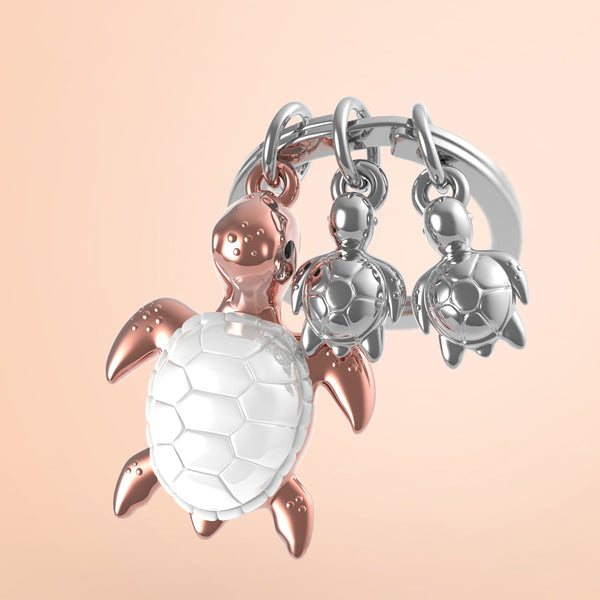 Keychain Rose Gold Turtle Family
