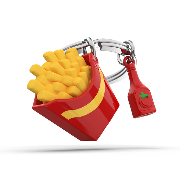 Keychain French Fries with Ketchup Bottle