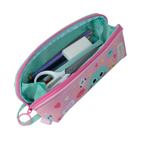 Kawaii Character Pencil Case In Dual Colour Blue & Pink