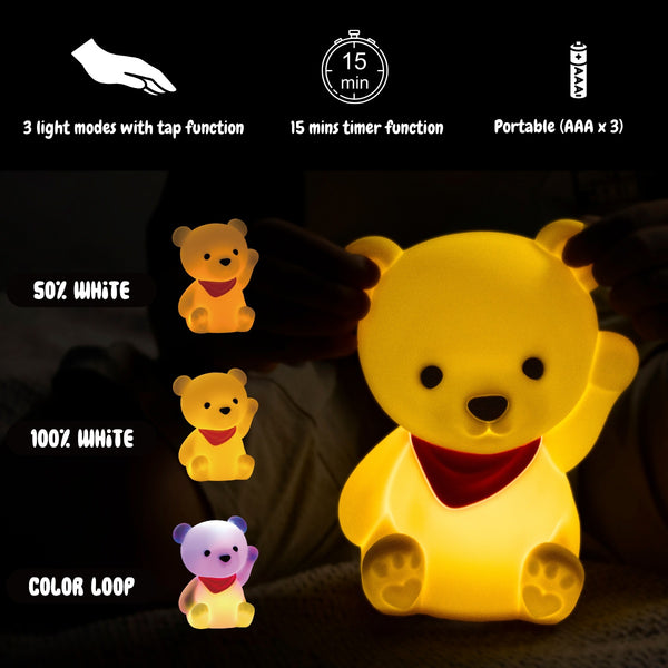 Dhink Cute Silicone Bear Colour Changing Night Light With 15 Mins Timer