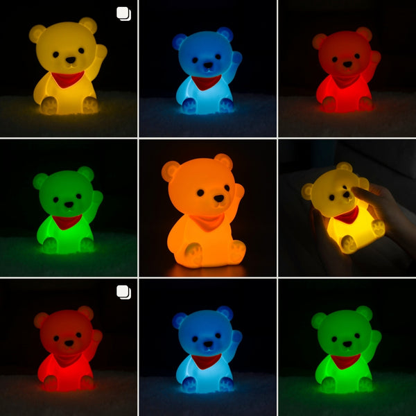 Dhink Cute Silicone Bear Colour Changing Night Light With 15 Mins Timer