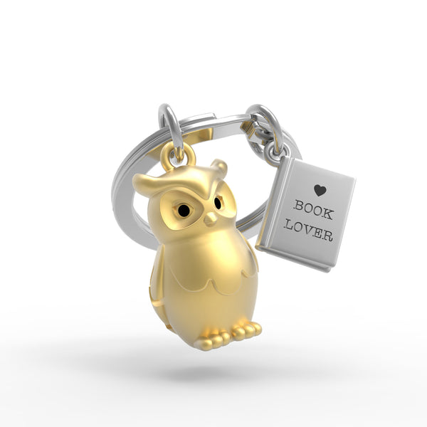 Keychain Gold Owl & Book