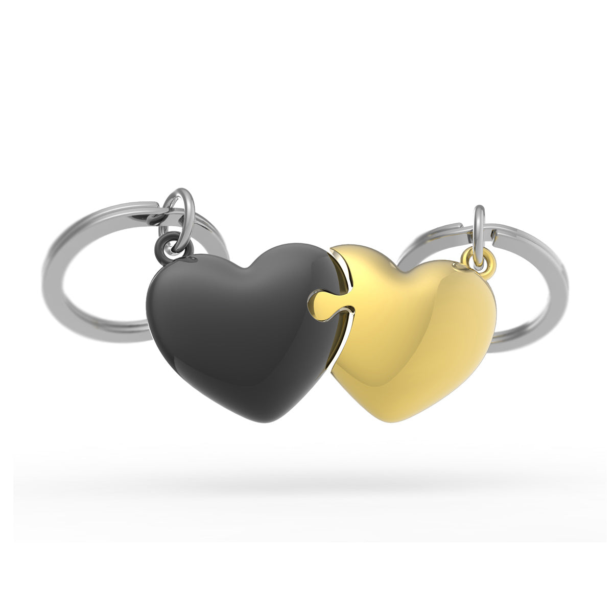 Keychain Valentine Puzzle Heart Gold & Grey